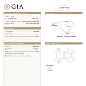 1.03ct 7.93x4.89x3.02mm GIA VVS1 J Hexagon Step Cut 25803-05