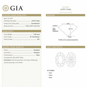 1.00ct 7.56x5.49x3.47mm GIA VS1 M Oval Brilliant 25684-01